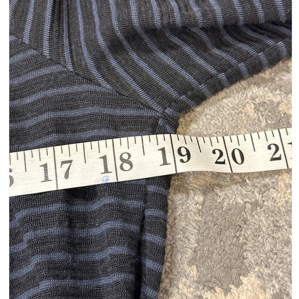 Free People Peasant Blouse Striped Off Shoulder Medium Black Blue Boho Crop Top - Picture 6 of 8
